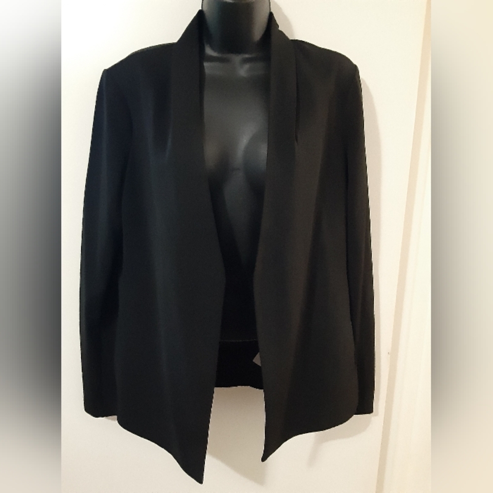 Halston Black Open Front Blazer Jacket Women’s S Workwear Classic Layer